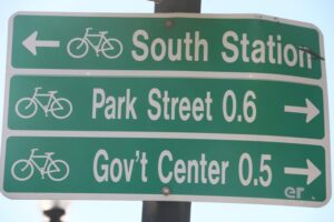 Boston street sign giving directions to various destinations