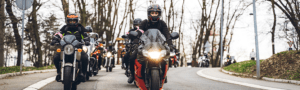 Group of motorists riding motorcycles